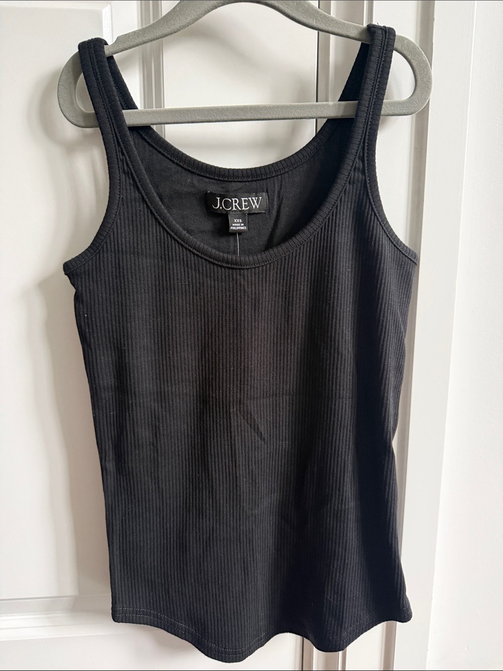 J. Crew Black Ribbed Scoop Neck Tank